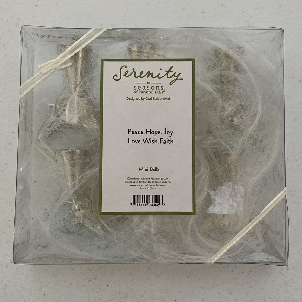 Serenity Seasons Of Cannon Falls Mini Angel Ornaments Silver Bells Set Of 6 NEW